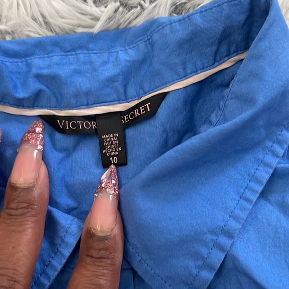 Blue Shirt Dress with Belt and Pockets - Picture 3 of 4